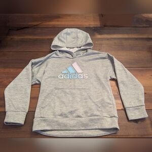Adidas Hoodie Youth Girls Kids 4T‎ Light Gray Pink & Blue Logo